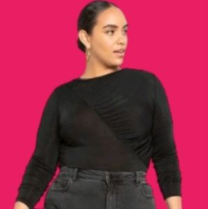 ELOQUII NWT 18/20 plus Shirred/Ruched Black Knit Top-Casual or Dressy/Ms…